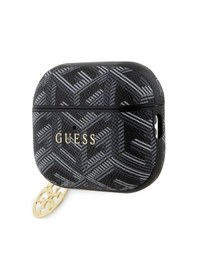 Resim Apple Uyumlu AirPods Pro 2 Kılıf Guess Lisanslı G Cube Desenli 4g Süs Zincirli Siyah 