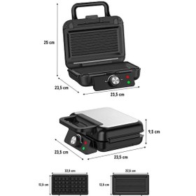 Resim Kiwi KSM-2432 Çıkarılabilir Plakalı Waffle Makinesi + Tost Plakası 