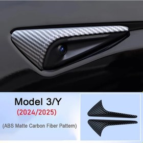 Resim Hightower 2 Adet Usvotov Tesla Model 3/y 2024-2025 Yan Kamera Kapakları - Abs Mat Karbon Desenli Sinyal Koruma 