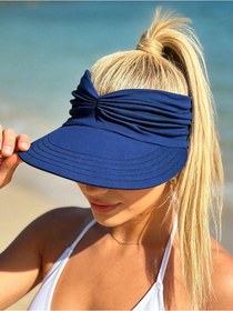 Resim Valkyrie Kadın Geniş Siperlikli Güneş Şapkası Uv Korumalı Açık Üst Vizör Plaj Spor Tenis Golf Şapkası Lacivert Lacivert 