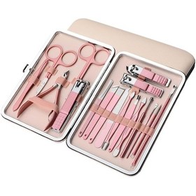 Resim Profesyonel Manikür Ve Pedikür Seti, 18 Parça Paslanmaz Çelik Tırnak Bakım Kiti, Seyahat Çantası, Bakım Seti, Erkekler Kadınlar Ebeveynler Yaşlı Hasta 