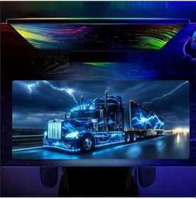 Resim 70x30 Cm Neon Tır Temalı Kaydırmaz Taban Speed Yüzey Oyuncu Mouse Pad Gaming 