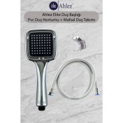 Resim Ahlez Elite Kare Duş Başlığı + Pvc Duş Hortumu + Büyük Mafsal Duş Seti 