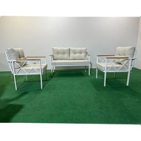 Resim 2+1+1 Beyaz Profil Balkon-bahçe-kafe- Çay Seti-koltuk Takımı-oturma Grubu-ofis Koltuğu Krem 