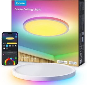 Resim RGBIC Smart Tavan Lambası, 24W, 16 Milyon Renk, Kısılabilir, Alexa & Google Assistant Uyumu 