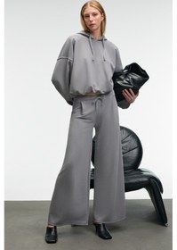 Resim ORMIRA Kadın Oversize Fit Yanları Cepli Lastikli Bel Gri Eşofman Altı 