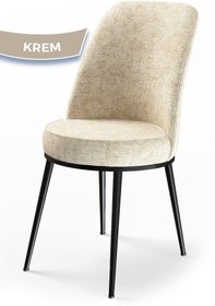 Resim Canisa Concept Dexa Serisi Krem Renk Sandalye Mutfak Sandalyesi, Yemek Sandalyesi Ayaklar Siyah 