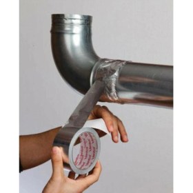 Resim Badem10 Alüminyum Folyo Bant 48 mm x 15 mt Sızdırmaz Takviyeli Yanmaz Soba Borusu Bandı 