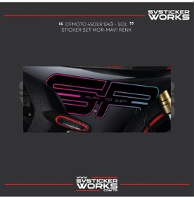 Resim Cfmoto 450sr Kaplama Sticker Mor - Mavi Motor Kaplama Modeli Hazır Kit Tüm Yıllar Uyumlu Sağ - Sol Grenaj 