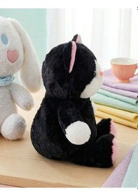 Resim Siyah Kedi Peluş Oyuncak 45cm Tüylü Yumuşak Kumaş Uyku Arkadaşı Peluş Bebek Çok Renkli 