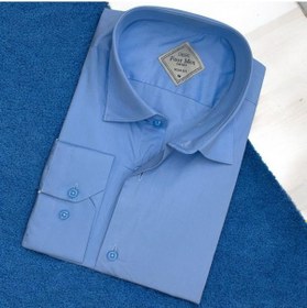 Resim Pamuklu Mavi Uzun Kollu Erkek Gömlek Slim Fit Kalıp -9796 Mavi 