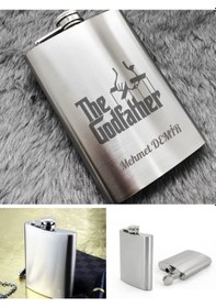 Resim Kişiye Özel God Father 9 Oz Çelik Cep Matarası 266 Ml İçecek Cep Matarası Babaya Hediye Metalik 