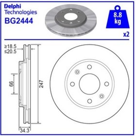 Resim Peugeot 206 Hatchback 1.4 I 1998-2019 Delphi Ön Fren Diski 2 Adet N11.2911 