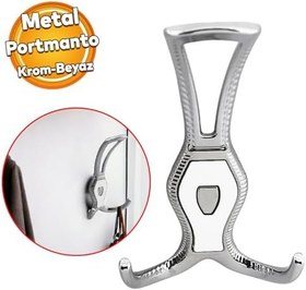 Resim Badem10 Galata Askı Portmanto Metal Vestiyer Duvar Dolap Elbise Askısı Krom Beyaz Mobilya Askılığı Aparat 