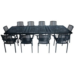 Resim Rehome Alüminyum Masa Sandalyeli Bahçe Takımı Cg743 Siyah 