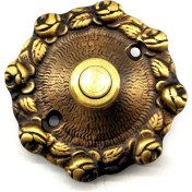 Resim Antika Tarz Dekoratif Pirinç Güllü Kapı Zili - 75MM, Antik 