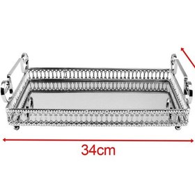 Resim Suntek Dekoratif Aynalı Tepsi Kaymaz Ayaklı Çerezlik M 