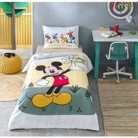 Resim Özdilek Disney Lisanslı Mickey Nomadic Sarı Tek Kişilik %100 Pamuk Lastik Çarşaflı Nevresim Takımı Sarı 