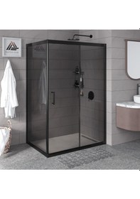 Resim Vesta D201 Dikdörtgen Duşakabin Siyah Profil Füme Cam H: 190 Cm Diğer 