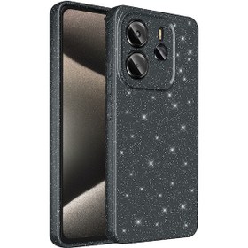 Resim Redmi Note 14 5g Kılıf Kamera Korumalı Simli Lüks Hptk Koton Kapak - Siyah Siyah 