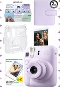 Resim Fujifilm Instax mini 12 Lila Fotoğraf Makinesi-20'lu Film-Kare Albüm ve Şeffaf Kılıf Seti 