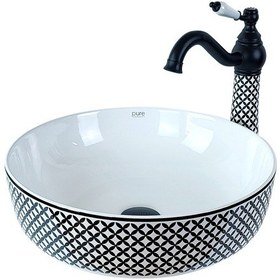 Resim Lena Bw-176 Geometrık Siyah Beyaz Çanak Lavabo 