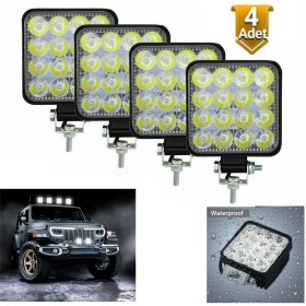 Resim Dekohop Off Road 16 LED 4 Adet Iş Makinesi Kamyon Traktör Projektör Çalışma ve Sis Lambası 48 Watt 