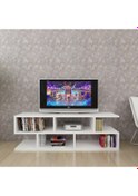 Resim Kelebek Tv Sehpası Beyaz Beyaz 
