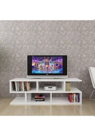 Resim Kelebek Tv Sehpası Beyaz Beyaz 