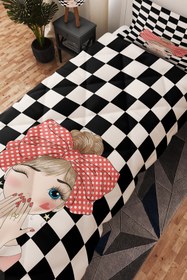 Resim BelezaHome Siyah Beyaz Kız Bebek Desenli Tek Kişilik Çocuk Yorganı Uyku Seti 