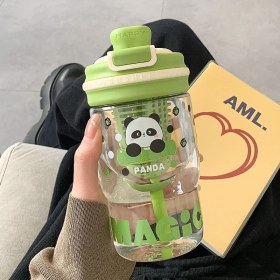 Resim Jiexiao Sevimli Öğrenci Plastik Kupa Çocuk Pipetli Su Kurı (Yurt Dışından) 