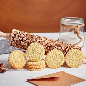 Resim 1 adet, Çiçek Yapraklı Merdane, Ahşap Kabartma Hamur Merdanesi, Pizza, Tart, Kurabiye, Mantı, Noodle ve Daha Fazlası İçin, Mutfak Araçları, Mutfak Aletleri, Mutfak Aksesuarları, 34.8 Cm 