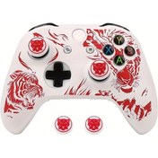 Resim Gaojunshop01 Xbox One S/x İçin Ralan Kaplan Desenli Silikon Kumanda Kılıfı - Beyaz Kırmızı 