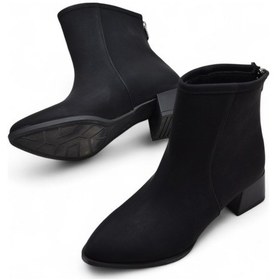 Resim 65s Günlük Arkadan Fermuarlı Kadın Topuklu Bot Ayakkabı Siyah Klasik Topuk Bot Zümrüt Siyah Siyah 