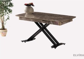 Resim Açılır Milano Masa Mdf X Siyah Metal Ayak ( Ortadan Açılır ) 70x120 cm 