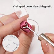 Resim 1 Adet Y Şekilli Kalp Manyetik Alet - Pembe Y Uçlu ve yapışkan benzer uç çıkartmalı, Tırnak Mıknatısı için Kedi Gözü Efektli Hassas Bej Renklerde El/Ayak Maketiyle Uyumlu DIY Manikür Pedikür (Küçük/Büyük Boy) 