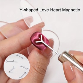 Resim 1 Adet Y Şekilli Kalp Manyetik Alet - Pembe Y Uçlu ve yapışkan benzer uç çıkartmalı, Tırnak Mıknatısı için Kedi Gözü Efektli Hassas Bej Renklerde El/Ayak Maketiyle Uyumlu DIY Manikür Pedikür (Küçük/Büyük Boy) 