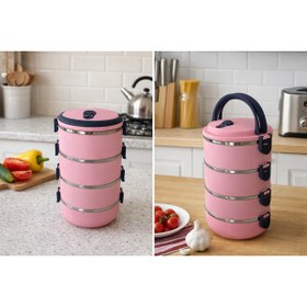 Resim YAZICI 4 Katlı Sefer Tası Sızdırmaz Yemek Termosu 2,4 Litre – Çelik İç Hazneli, Vakumlu Kapaklı,Lunch Box 