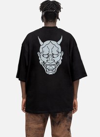 Resim AFTERBASE Oni Mask Gri Reflektörlü Oversize T-shirt 