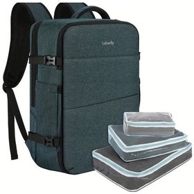 Resim Chuangyinshop Lubardy Mavi 17 Inç Uçuş Onaylı Laptop Sırt Çantası 3 Küçük Çanta Mavi 