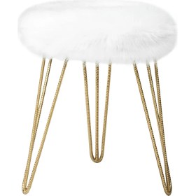 Resim Zem Gigi Beyaz Peluş Gold Ayaklı Puf Pş01 