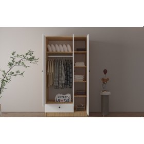 Resim 3 Kapaklı 1 Çekmeceli Modern Gardırop 