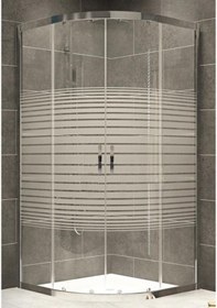 Resim Durul Duşakabin Oval Parlak Profil 5mm Çizgili Cam Yükseklik 190 Cm Parlak 