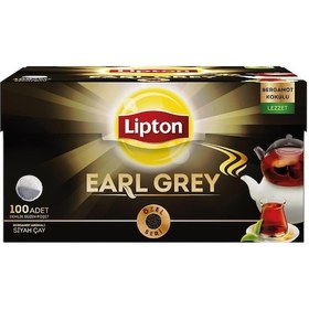Resim Lipton Earl Grey Demlik Süzen Poşet Bergamot Aramolı Siyah Çay 100'lü Paket 