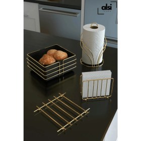 Resim Alsi Home Ekmek Sepeti ve Servis Sunum Seti Havluluk Peçetelik Nihale Ekmeklik -4'lü Set 