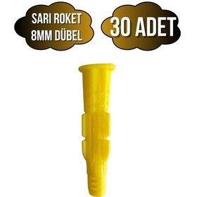 Resim Roket Sarı 8mm Dübel Beton Tuğla Briket Dubeli 8mm Sarı Roket 30 Adet 