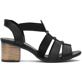 Resim Venüs 1857227y Kadın Hakiki Deri Topuklu Sandalet Siyah Siyah 