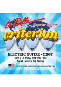 Resim La Bella Lb-c200t Elektro Gitar Teli 09-42 Kristal Naylon Diskantlar Gümüş Sarım Baslar 