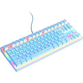 Resim Yeajion Kablolu USB Mekanik Oyun Klavyesi Arka Parlak Oyun Oyun Oyun Typing 87 Keys Mavi (Yurt Dışından) 