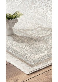 Resim By Özer Halı Krem Renk Gümüş Bordürlü Klasik Empera Halı Soho Mood Anemone 4604 Salon Halısı Çok Renkli 